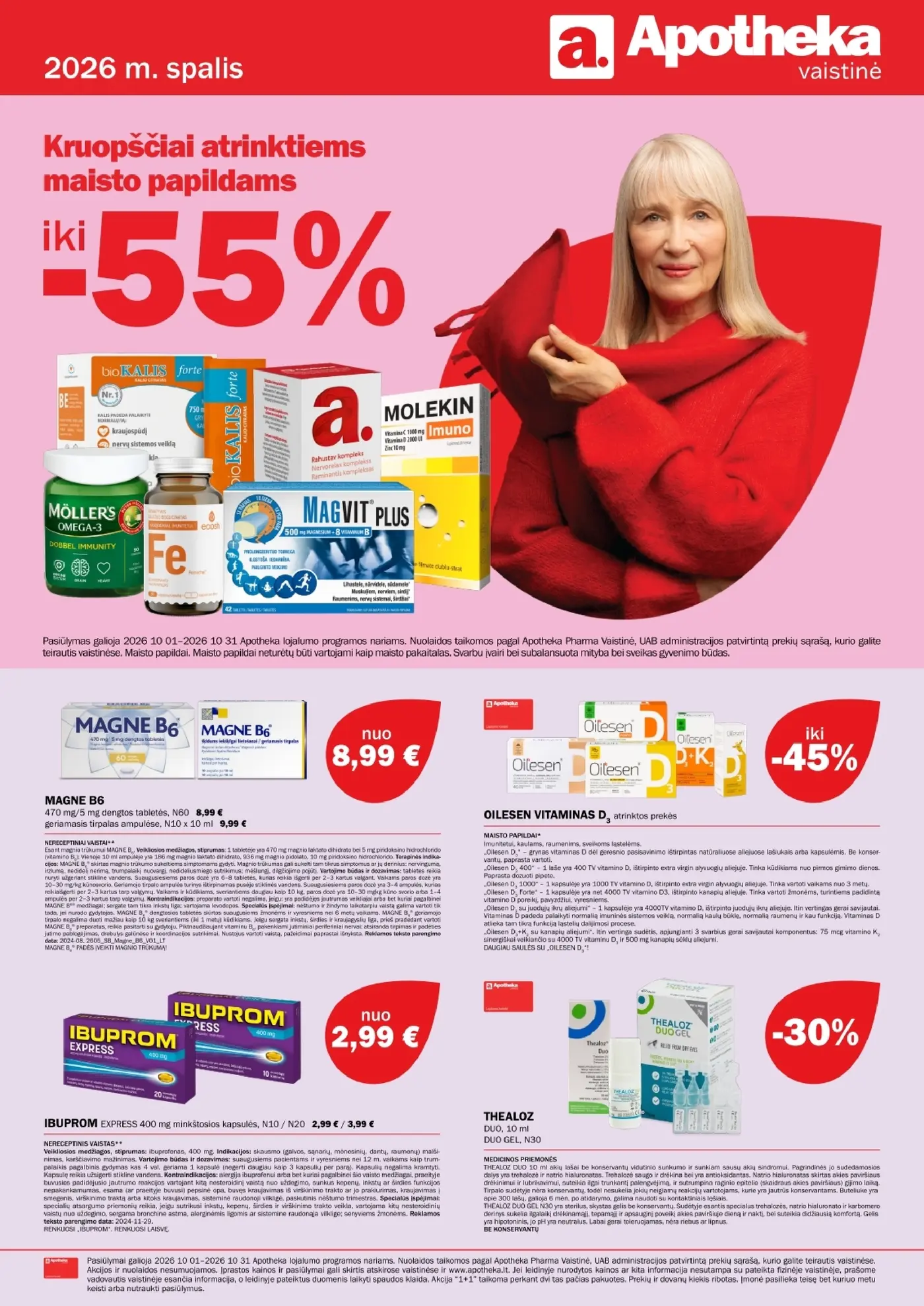 Apotheka vaistinės spalio akcijų leidinys – 1 puslapis