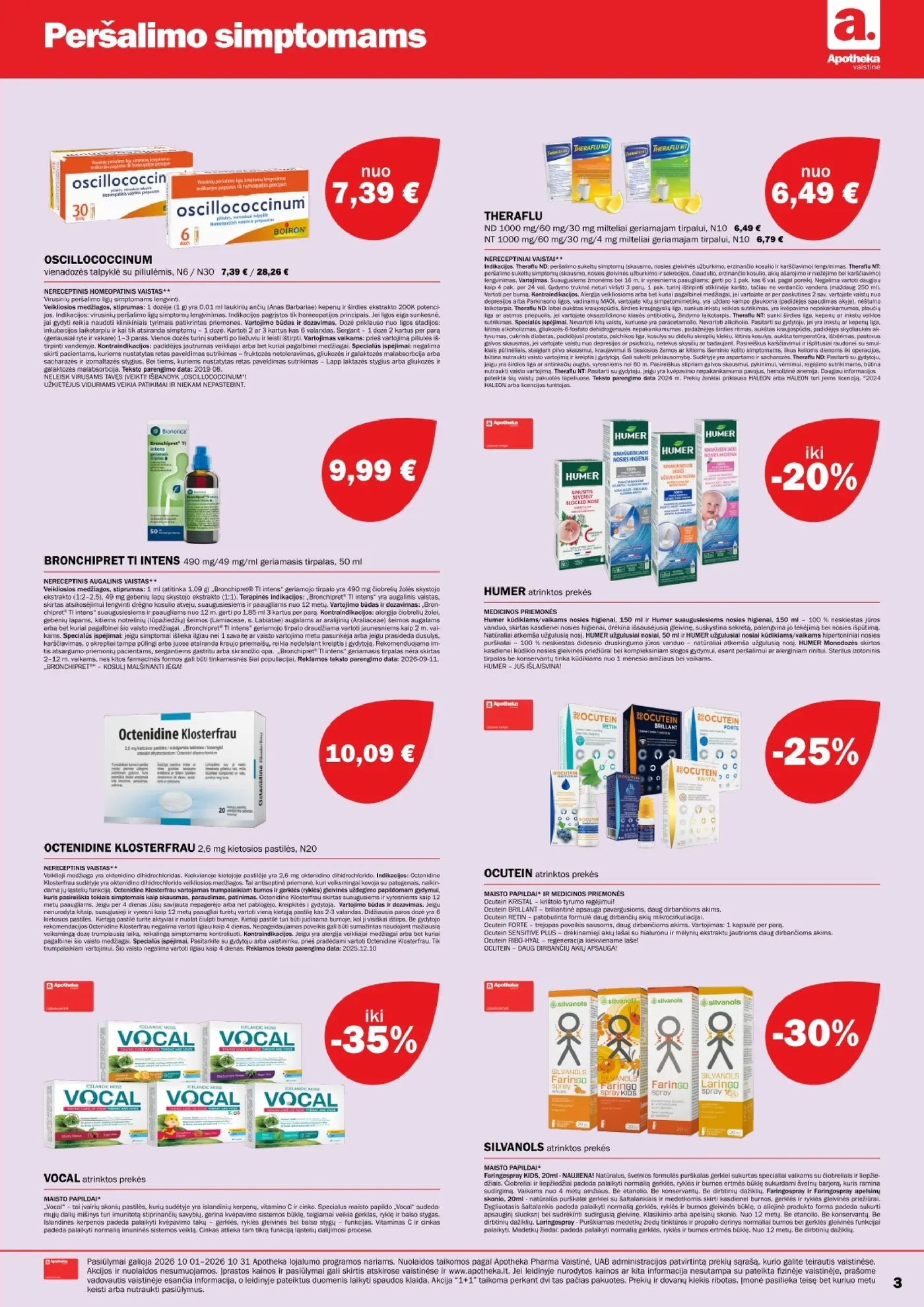 Apotheka vaistinės spalio akcijų leidinys – 3 puslapis
