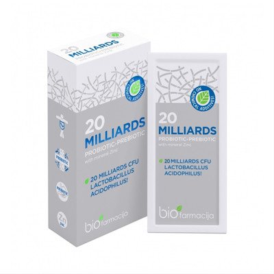 20 MILLIARDS PROBIOTIC + PREBIOTIC, milteliai, 7 paketėliai