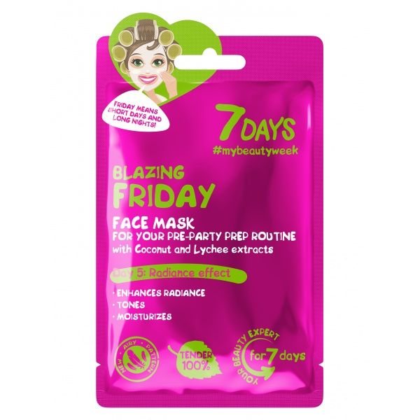 7 DAYS lakštinė veido kaukė UŽDEGANTIS PENKTADIENIS, 1 vnt., 28 g