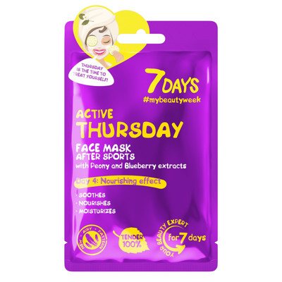 7DAYS AKTYVUS KETVIRTADIENIS, kaukė veidui, 28 g