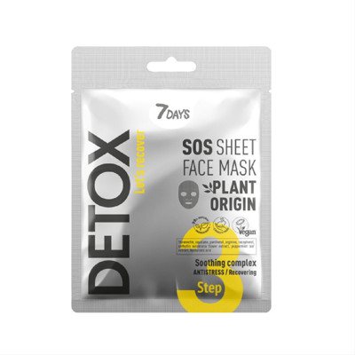 7DAYS DETOX SOS, veido kaukė su raminamuoju kompleksu, 25 g