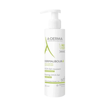 A-DERMA atstatomasis prausimosi gelis sudirgusiai odai DERMALIBOUR+ CICA, 200 ml