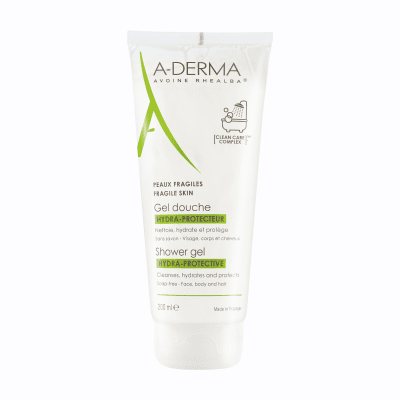 A-DERMA bemuilis prausimosi gelis veidui, kūnui ir plaukams HYDRA PROTECTIVE, 200 ml