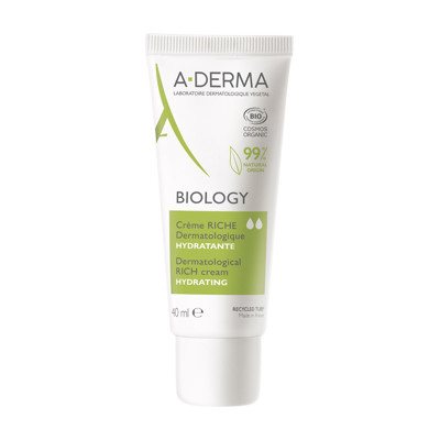 A-DERMA BIOLOGY, DERMATOLOGINIS, EKOLOGINĮ SERTIFIKATĄ TURINTIS DRĖKINAMASIS KREMAS, RIEBUS, 40 ml