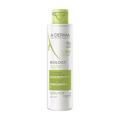 A-DERMA BIOLOGY, DERMATOLOGINIS, EKOLOGINĮ SERTIFIKATĄ TURINTIS DRĖKINAMASIS MICELINIS VANDUO, 200 ml