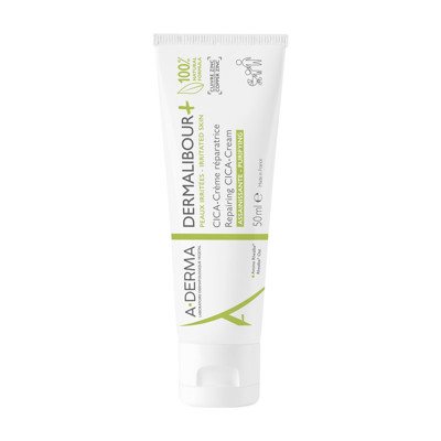 A-DERMA DERMALIBOUR+ CICA, ATSTATOMASIS INTENSYVIOS PRIEŽIŪROS KREMAS SUDIRGUSIAI VEIDO IR KŪNO ODAI, 50 ml