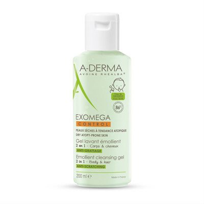 A-DERMA EXOMEGA 2IN1, prausimosi gelis-emolientas, 200 ml