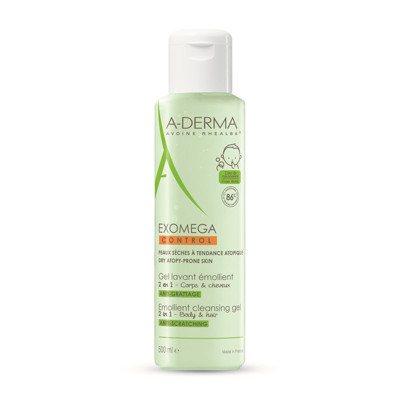 A-DERMA EXOMEGA 2IN1, prausimosi gelis-emolientas, 500 ml