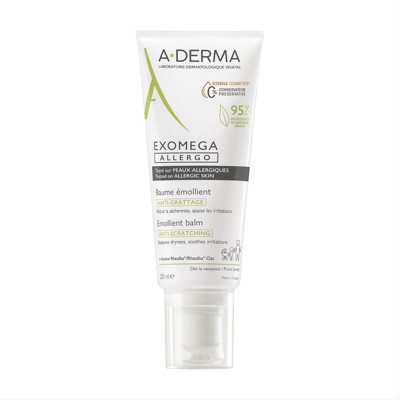 A-DERMA EXOMEGA ALLERGO, niežulį mažinantis veido ir kūno balzamas emolientas, tinkantis ir alergiškai odai, 200 ml