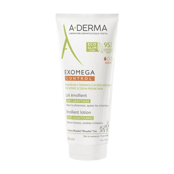 A-DERMA lengvos tekstūros losjonas emolientas sausai veido ir kūno odai EXOMEGA CONTROL, 200 ml