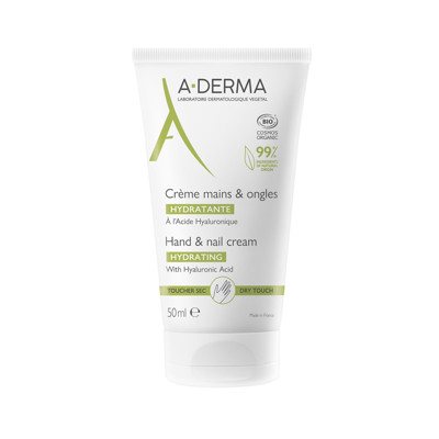 A-DERMA, rankų ir nagų kremas su hialurono rūgštimi, 50 ml