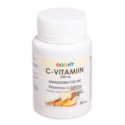 ABC VIT Vitaminas C, 500 mg, ananasų skonio, 50 kramtomų tablečių