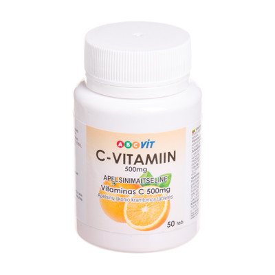 ABC VIT Vitaminas C, 500 mg, apelsinų skonio, 50 kramtomų tablečių
