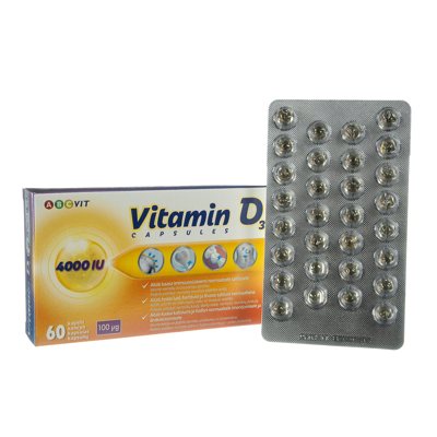 ABC VIT, vitaminas D3, 100µg, 4000TV, 60 kapsulių