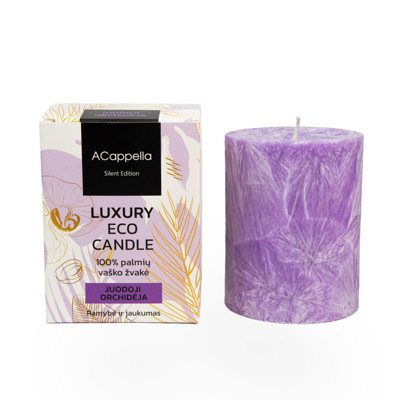 Accapella Rankų darbo 100% palmių vaško kvapni žvakė, Juodoji orchidėja'', 10 cm