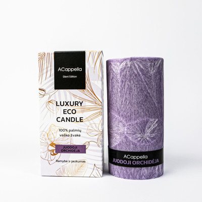Accapella Rankų darbo 100% palmių vaško kvapni žvakė, Juodoji orchidėja'', 16 cm