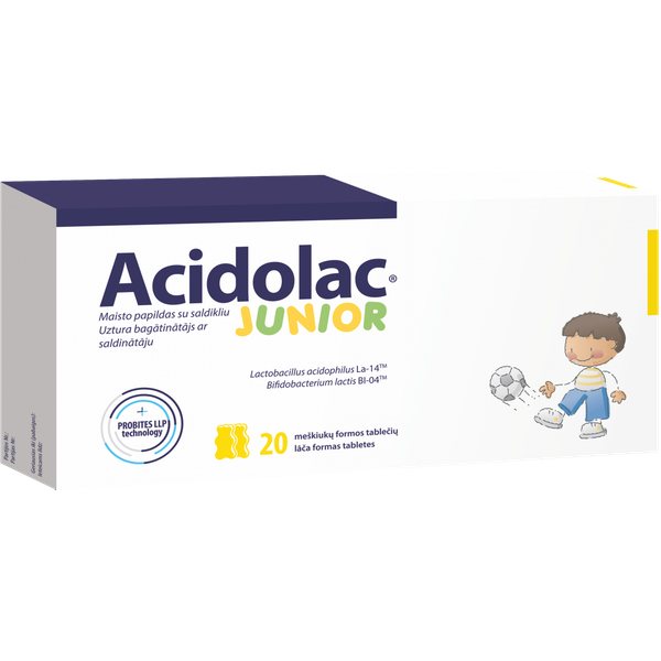 ACIDOLAC maisto papildas JUNIOR, 20 tab.