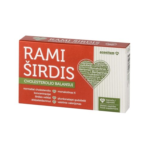 ACONITUM RAMI ŠIRDIS CHOLESTEROLIO BALANSUI, 30 kapsulių