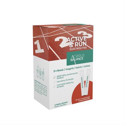 ACORUS BALANCE ACTIVE AND & RUN ELEKTROLITAI, geriamasis tirpalas paketėliuose, 20 mlx14