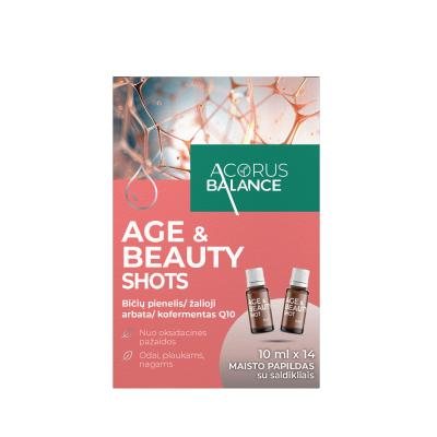 ACORUS BALANCE geriamasis tirpalas vienadoziuose buteliukuose AGE & BEAUTY SHOTS, N14, 10 ml