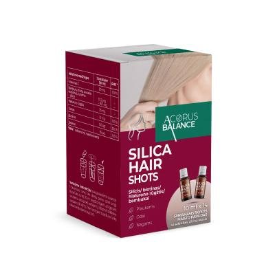 ACORUS BALANCE geriamasis tirpalas vienadoziuose buteliukuose SILICA HAIR SHOTS, N14, 10 ml