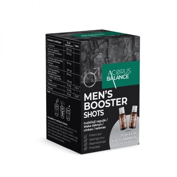 ACORUS BALANCE maisto papildas energijai, potencijai MEN'S BOOSTER SHOTS, x 10 ml, 14 vnt