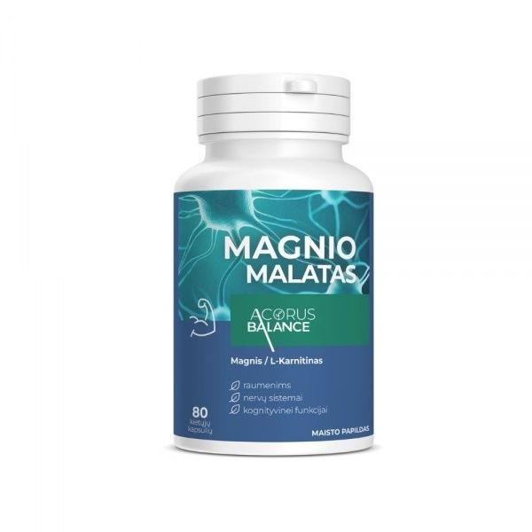 ACORUS BALANCE maisto papildas MAGNIO MALATAS, 80 kaps.