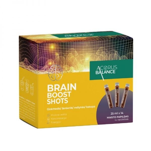 ACORUS BALANCE maisto papildas protinei veiklai BRAIN BOOST SHOTS, x 25 ml, 14 vnt