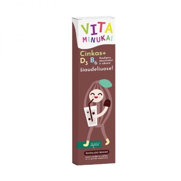 ACORUS BALANCE maisto papildas šiaudeliuose VITAMINUKAI, šokolado skonio, 10 vnt
