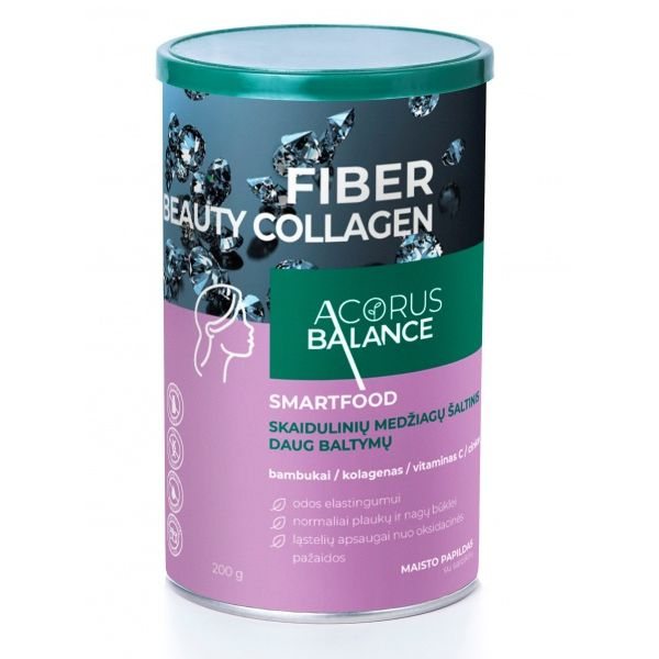 ACORUS BALANCE maisto papildas skaidulos odai, plaukams, nagams FIBER BEAUTY COLLAGEN, 200 g