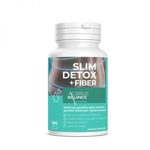 ACORUS BALANCE maisto papildas skaidulos svorio kontrolei SLIM DETOX FIBER, 100 kaps.