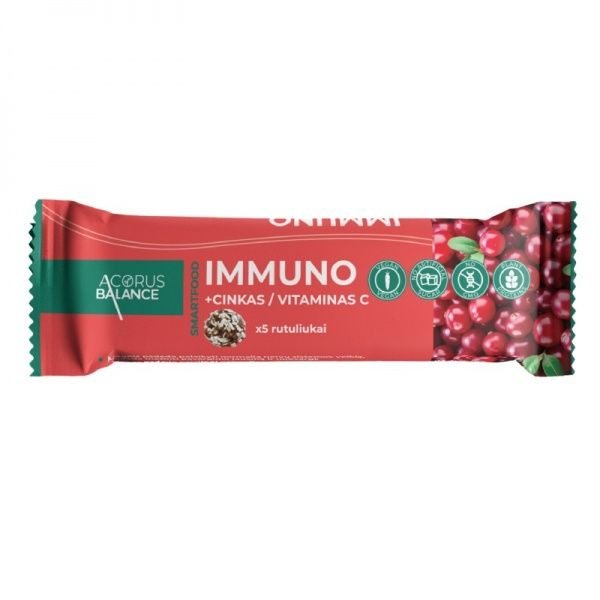 ACORUS BALANCE maisto papildas užkandis imunitetui su cinku ir vitaminu C IMMUNO, x 9 g, 5 vnt