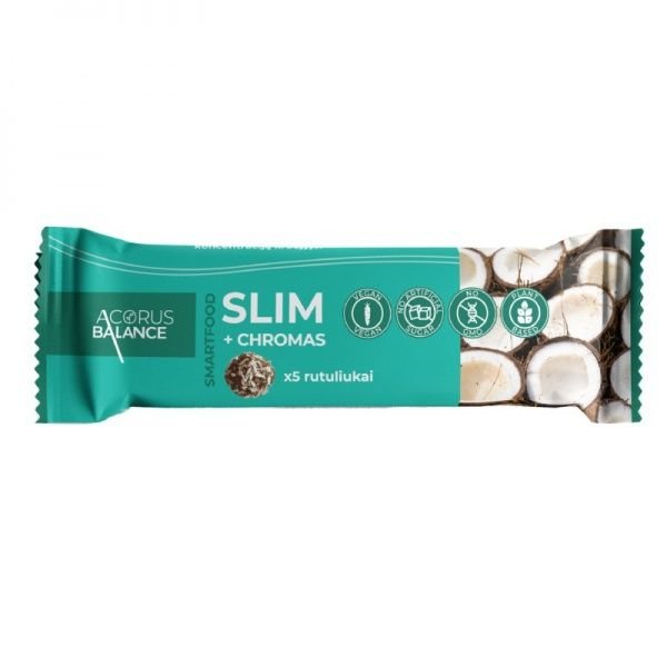 ACORUS BALANCE maisto papildas užkandis svorio kontrolei su chromu SLIM, x 9 g, 5 vnt