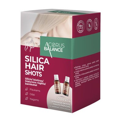 ACORUS BALANCE SILICA HAIR SHOTS, 14 buteliukų po skysčio, 10 ml