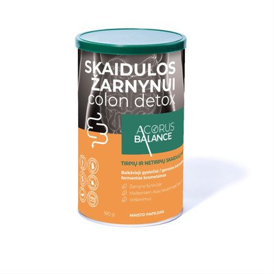 ACORUS BALANCE SKAIDULOS ŽARNYNUI COLON DETOX, milteliai, žarnyno veiklai, 180 g