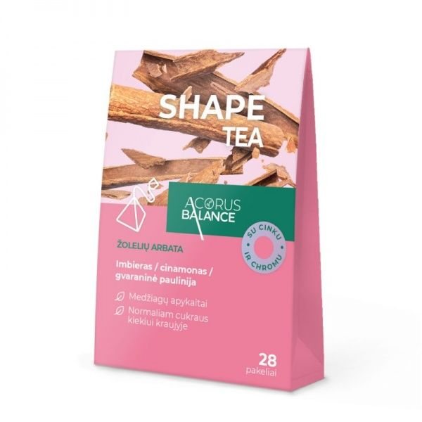 ACORUS BALANCE žolelių arbata medžiagų apykaitai SHAPE, x 2 g, 28 vnt