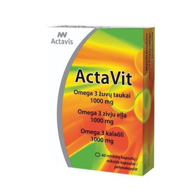 ACTAVIT Omega 3 žuvų taukai 1000 mg kapsulės N60