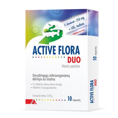 ACTIVE FLORA DUO, gyvybingosios bakterijos, 10 kapsulių