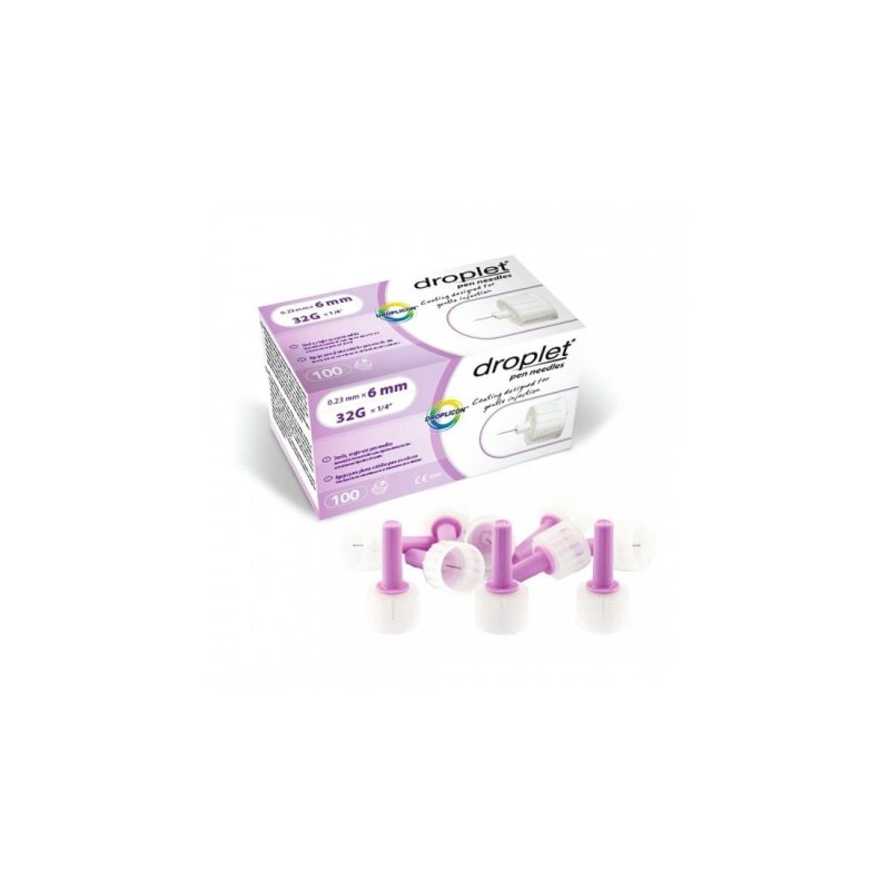 Adata DROPLET PEN Type 810 insul. steril. (32Gx1/4) N100 (šv. violet.), 0.23 x 6 mm
