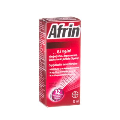 Afrin 0,5mg/ml nosies purškalas, 15 ml