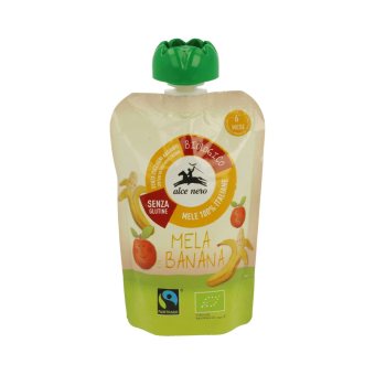 ALCE NERO ekologiška obuolių ir bananų tyrelė, nuo 6 mėn., LT-EKO-001, 100 g
