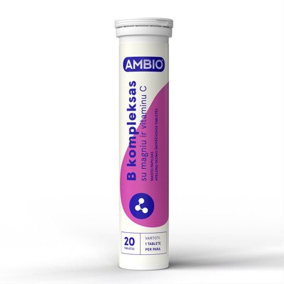 AMBIO B KOMPLEKSAS SU MAGNIU IR VITAMINU C, 20 tirpiųjų tablečių