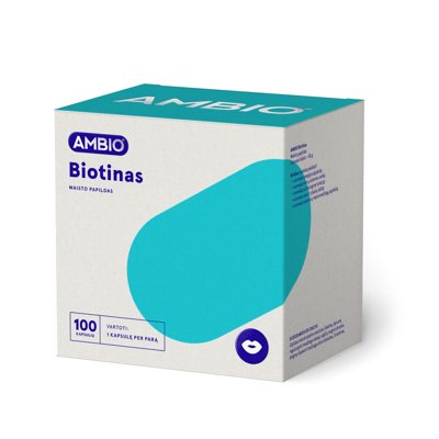AMBIO BIOTINAS, 5000mcg, 100 kapsulių