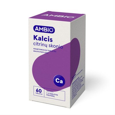 AMBIO KALCIS CITRINŲ SKONIO, 60 kramtomųjų tablečių