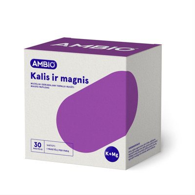 AMBIO KALIS IR MAGNIS, 30 paketėlių miltelių geriamajam tirpalui ruošti