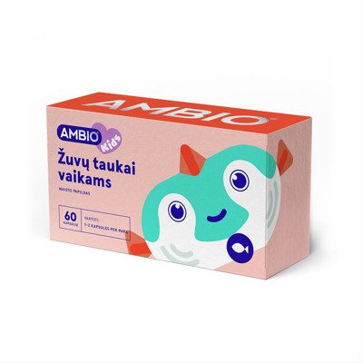 AMBIO KIDS ŽUVŲ TAUKAI, 60 kramtomųjų kapsulių