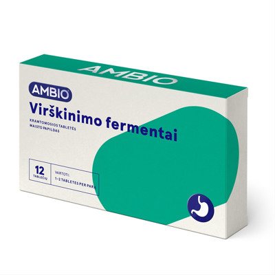 AMBIO VIRŠKINIMO FERMENTAI, 12 kramtomųjų tablečių