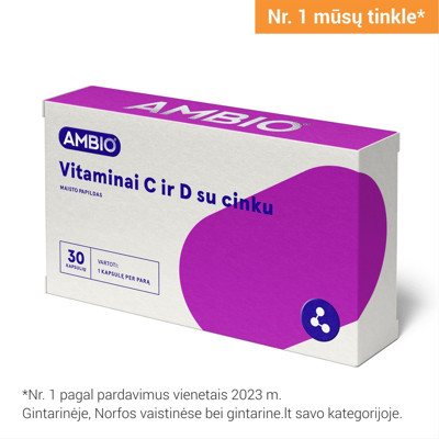 AMBIO VITAMINAI C ir D SU CINKU, 30 kapsulių