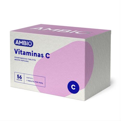 AMBIO VITAMINAS C 500 mg, 56 kramtomųjų tablečių